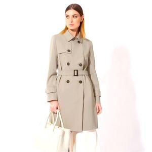 CINZIA ROCCA ICONS DOUBLE BREASTED GREY TRENCH COAT IN TECHNICAL FABRIC